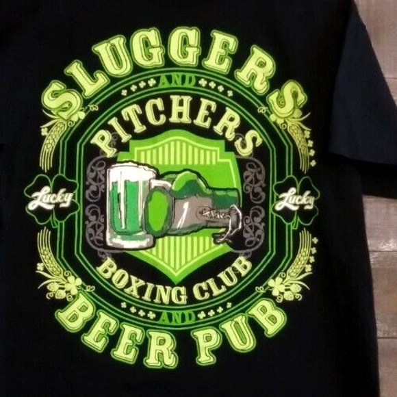 Saint Patricks Day Sluggers Irish Beer Pub Boxing Club Lucky Mens T Shirt Size L - Picture 2 of 6